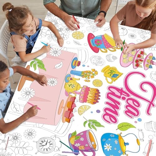 Tea Party Coloring Poster for Kids