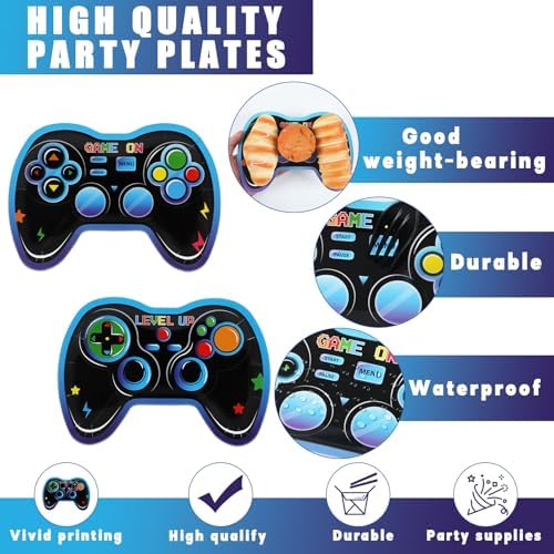 48Pcs Video Game Controller Shaped Paper Plates