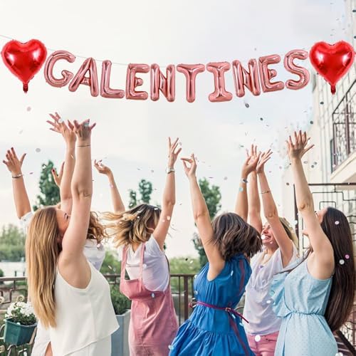 TONIFUL 16 Inch Rose Gold Galentines Letter Balloons