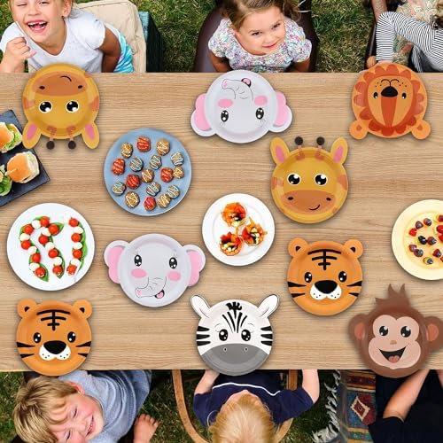 Safari Jungle Animal Shaped Paper Plates 60PCS