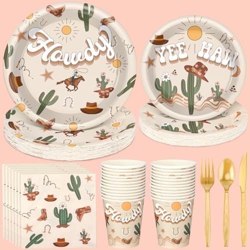168 Pcs Boho Western Rodeo Party Decor Plates