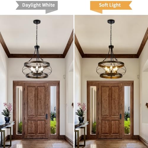 5-Light Farmhouse Chandelier 1772 Inch Bronze Drum Pendant Light