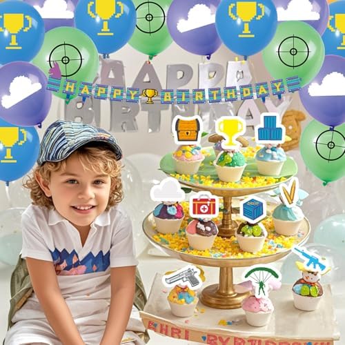 53PCS Video Game Birthday Party Decorations for Boys