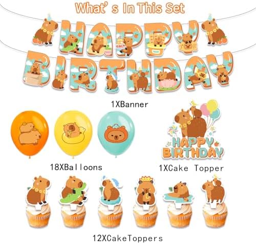 Capybara Party Decorations Set for Kids and Adults