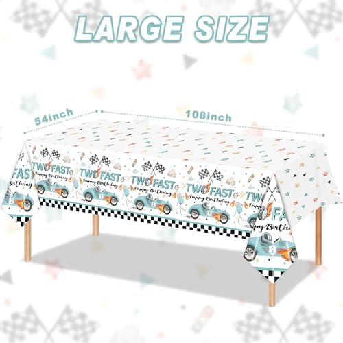 3PCS Two Fast Racing Car Birthday Tablecloths for Kids