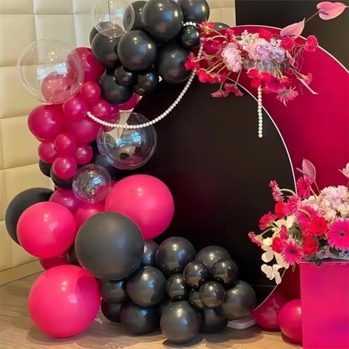 100pcs Black Balloons with 66ft Ribbons for Party Decor