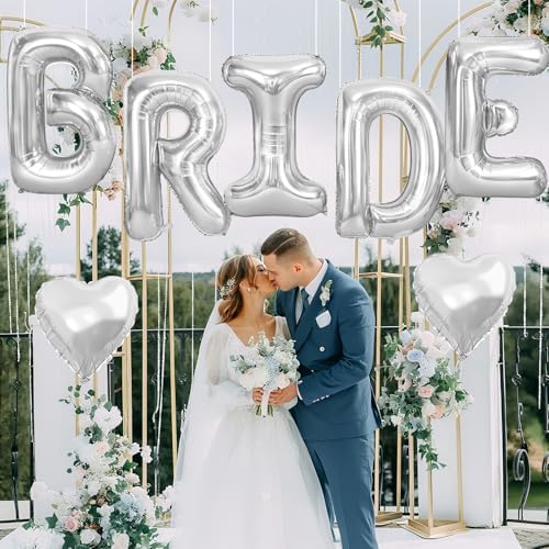 40 Inch Silver BRIDE Letter Balloons Set