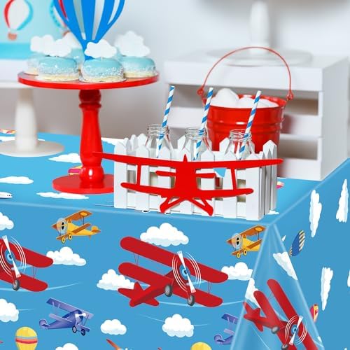 4 Pack Airplane Themed Tablecloths for Birthday Parties