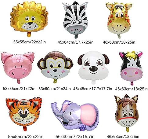 10PCS Giant Animal Balloons Set for Birthday Party Decorations