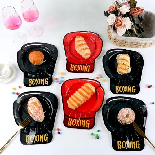48PCS Boxing Gloves Shaped Plates Birthday Party Decor