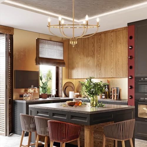 Gold Chandelier for Dining Room 6 Light