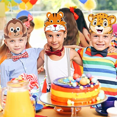 12 Piece Jungle Safari Animal Party Hats for Kids
