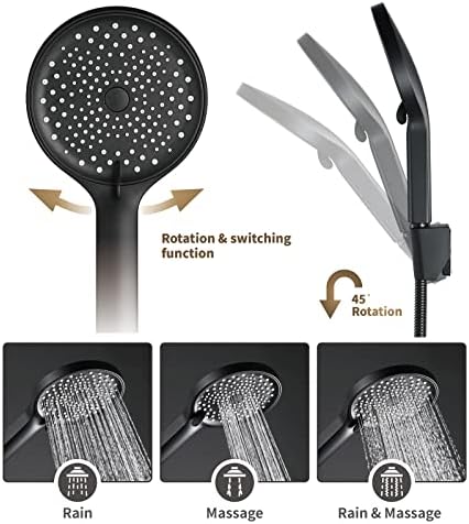 UWEREBFM Handheld Shower Head Set 3 Settings High Pressure Adjustable Bracket