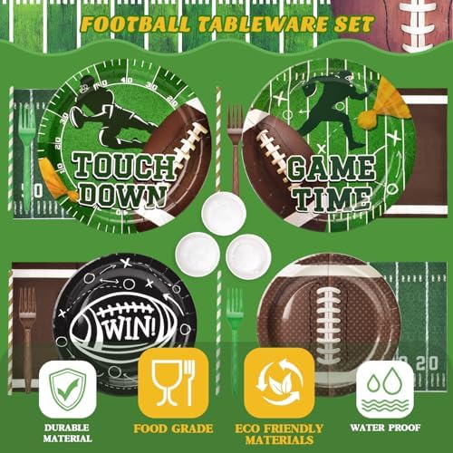 Kinovo 300 Pcs Football Plates Napkins Set Serve 50 Guests