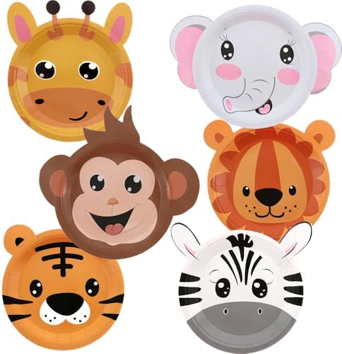 Safari Jungle Animal Shaped Paper Plates 60PCS