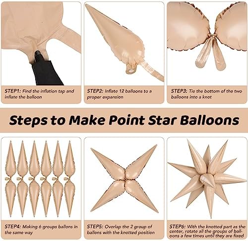 72 PCS Caramel Star Balloons for Party Decorations
