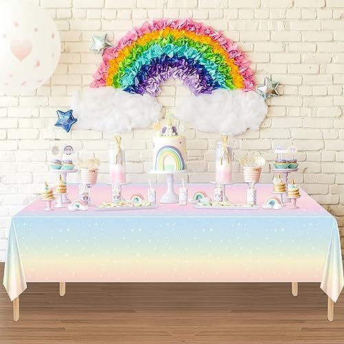 4 Pack Pastel Rainbow Tablecloths for Birthday Parties