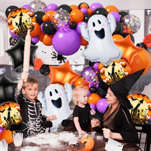 Ghost Balloons Orange Black Star Halloween Decorations