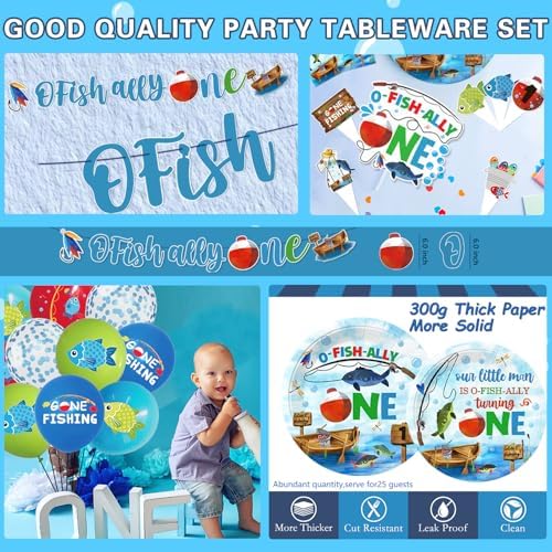 Cocomigo 201Pcs Ofishally One Birthday Decorations Tableware Set