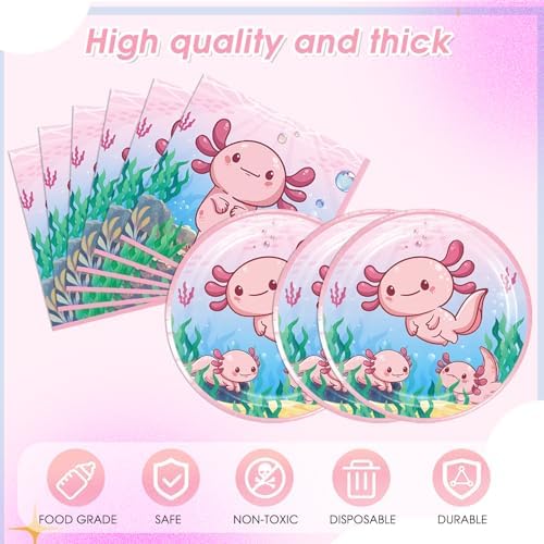 41Pcs Pink Axolotl Party Tableware Set for Birthday Decor