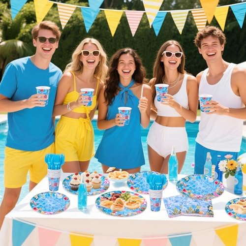 Pool Party Supplies Set for 24 Guests