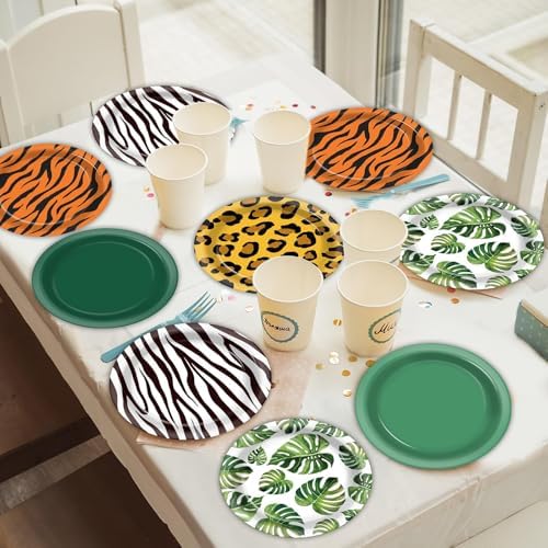 60Pcs Jungle Safari Themed Paper Plates Set