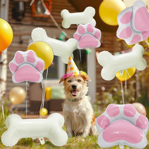6 Pack Cartoon Dog Bone Balloons Lets Pawty Party Decoration