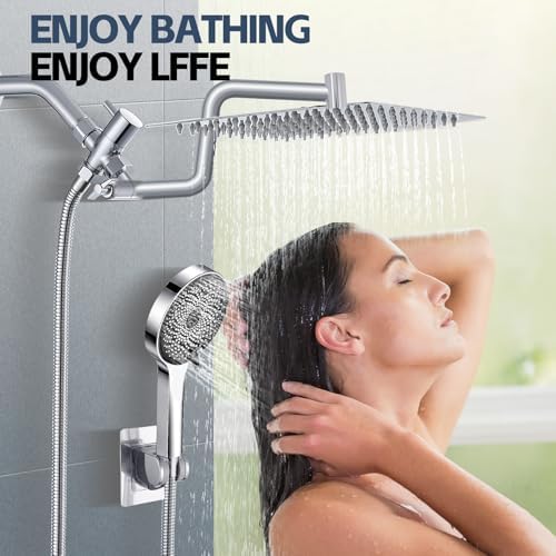 HOHOMETIC High Pressure Rainfall Shower Head with Adjustable Extension Arm