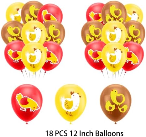 Chicken Party Decorations Birthday Balloons Cake Topper Set
