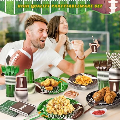Kinovo 300 Pcs Football Plates Napkins Set Serve 50 Guests