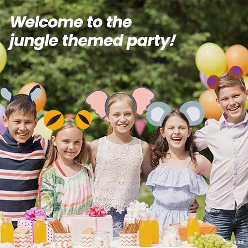 12 Pcs Jungle Animal Headbands for Birthday Parties