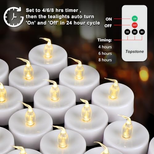 Topstone LED Candles with Remote and Timer 12 Pack