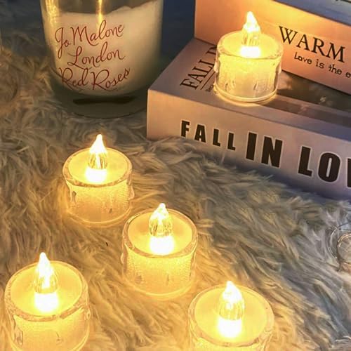12 Pack Crystal LED Tea Light Candles for Decorations