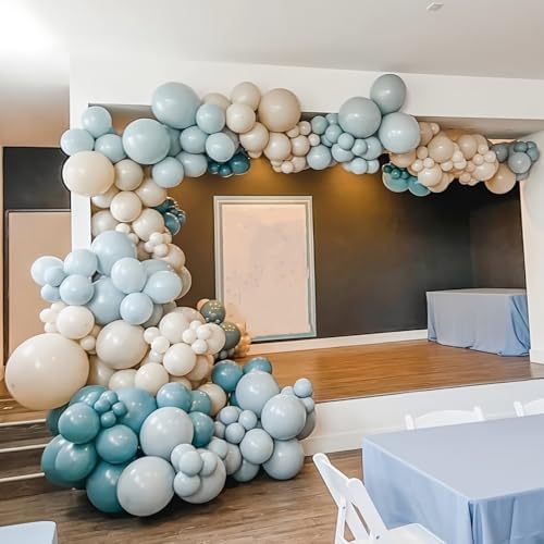 Paeyeq 12 Inch Blue White Balloons 60pcs Set