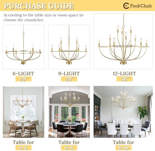 9-light Gold Chandelier Vintage Candle Fixture