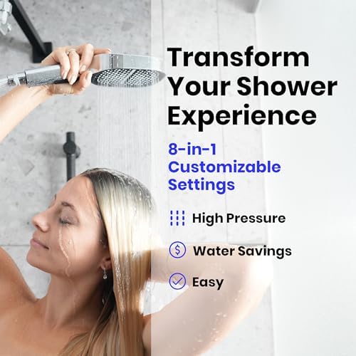 Maas Bath 8-in-1 Chrome Handheld Shower Head