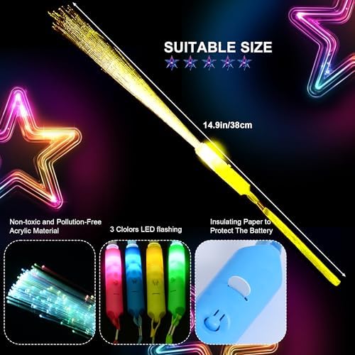100 Pcs LED Fiber Optic Wand Glow Sticks
