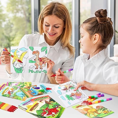 BenLouis 24 Dinosaur Coloring Books with Stacking Crayons