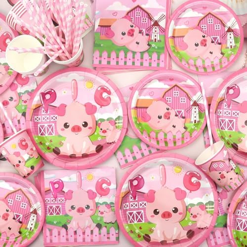 Pink Pig Birthday Party Tableware Set 20
