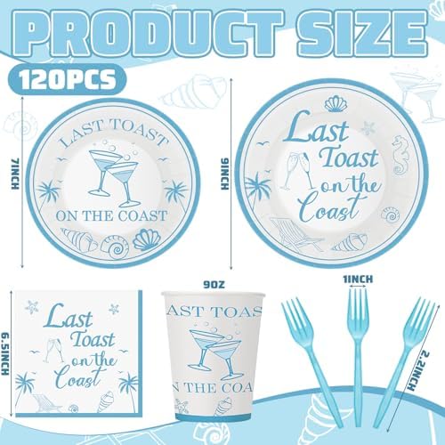 Last Toast on the Coast Party Plates Napkins Set