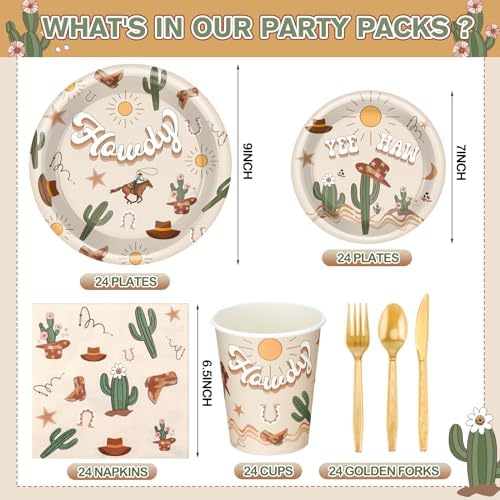 168 Pcs Boho Western Rodeo Party Decor Plates