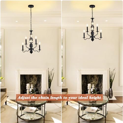 Black 6-Light Farmhouse Chandelier Pendant Light