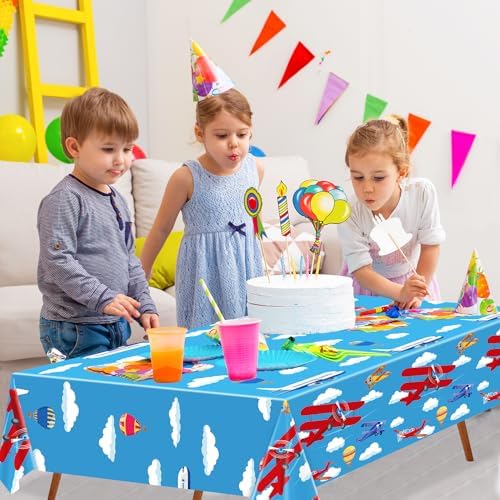 4 Pack Airplane Themed Tablecloths for Birthday Parties
