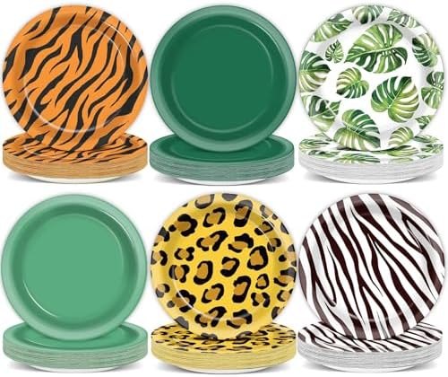 60Pcs Jungle Safari Themed Paper Plates Set