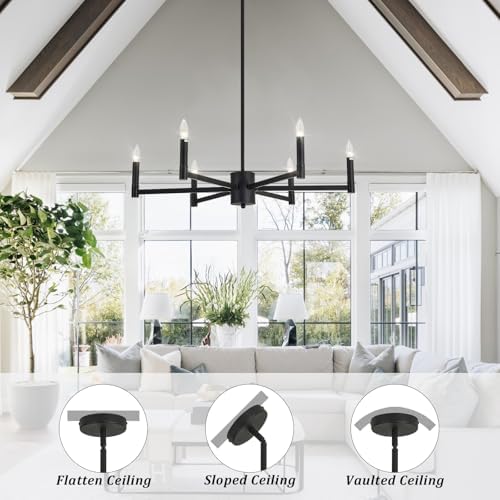 ASGYISA 6 Light Black Farmhouse Chandelier Ceiling Light