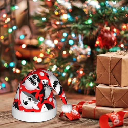 Augenstern Christmas Hat Cute Cartoon Shark Santa Hat Unisex
