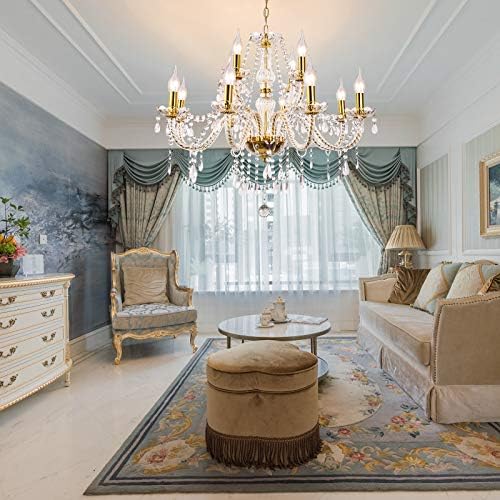 Modern Luxurious Gold Crystal Chandelier with 12 Lights