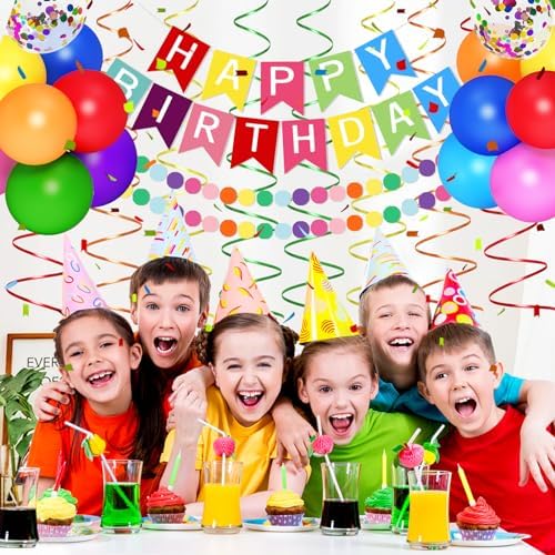 Rainbow Birthday Decorations for Kids Girls Women