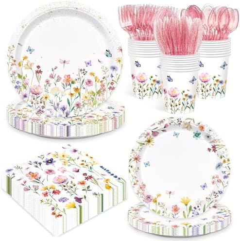 168pcs Wildflower Baby Shower Decorations Set for 24 Guests