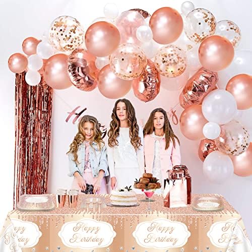 81 Pieces Rose Gold Party Decorations - 20 Serving Set